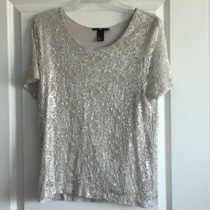 shiny jacquard embroidered shirt